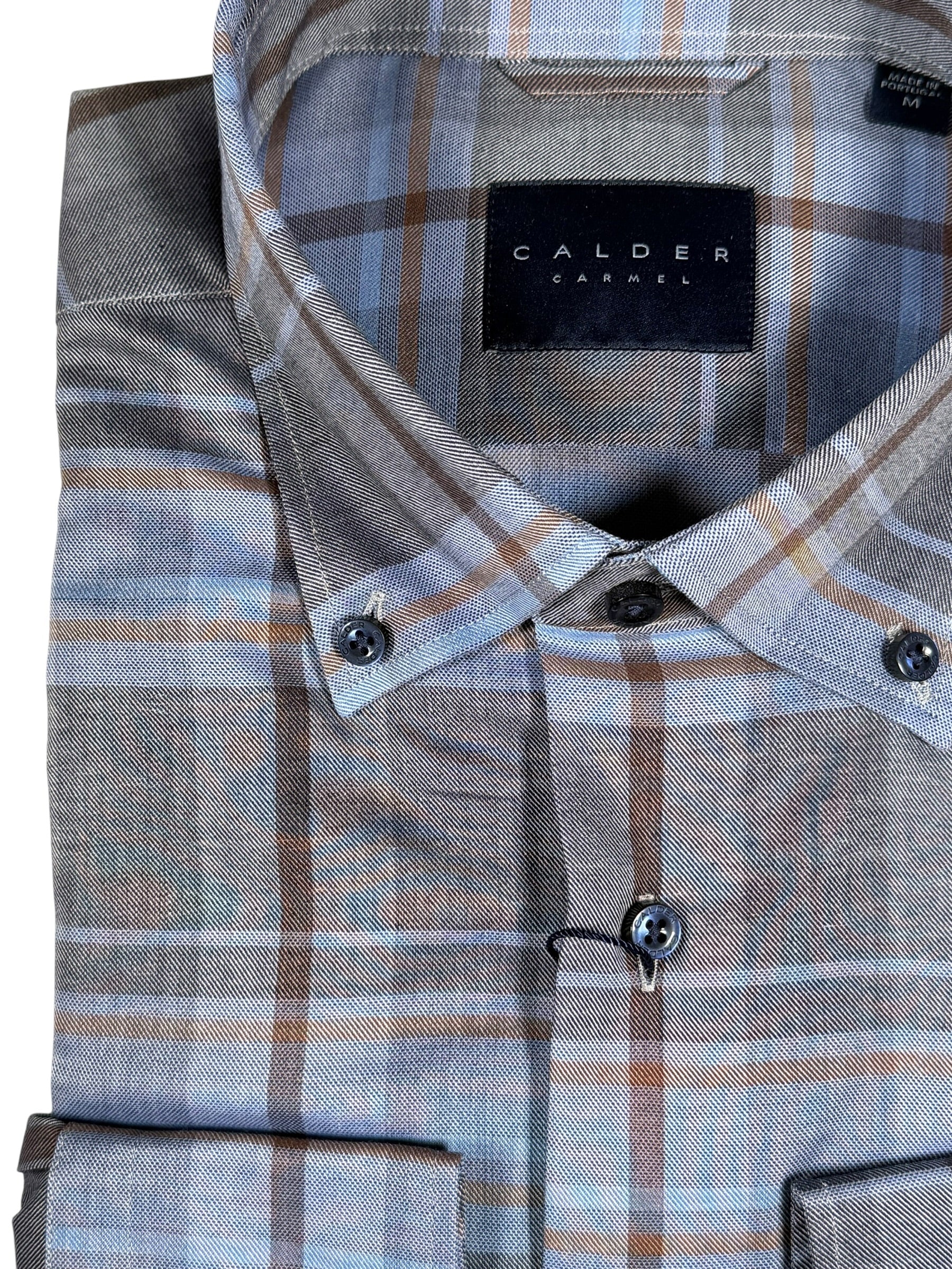 CALDER CARMEL MEN'S SHIRT - LUXE MELANGE EXPLODED PLAID - SLATE