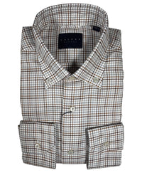 CALDER CARMEL MEN'S SHIRT - LUXE MELANGE MULTI COLOR GINGHAM TWILL - SAND