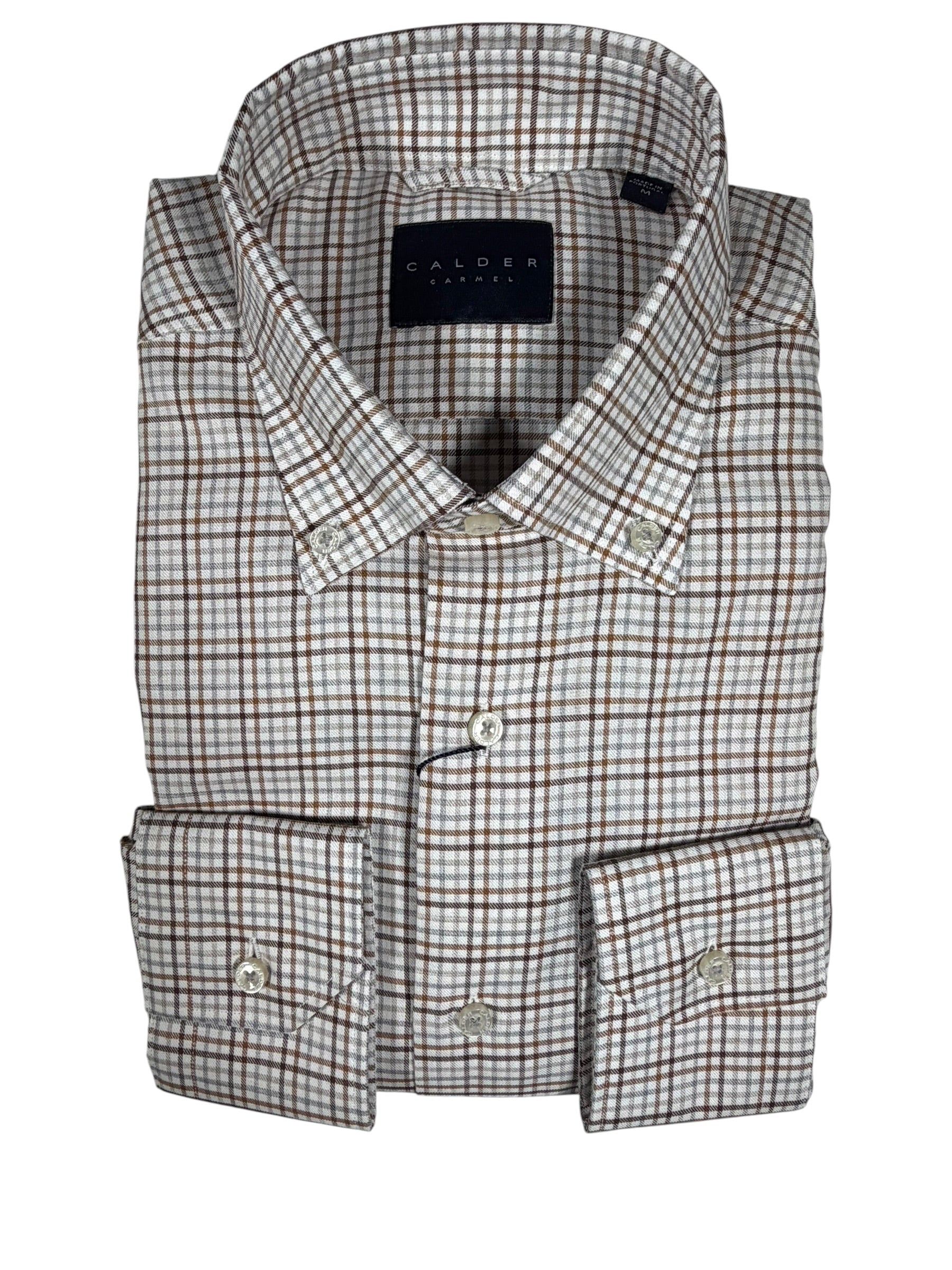CALDER CARMEL MEN'S SHIRT - LUXE MELANGE MULTI COLOR GINGHAM TWILL - SAND