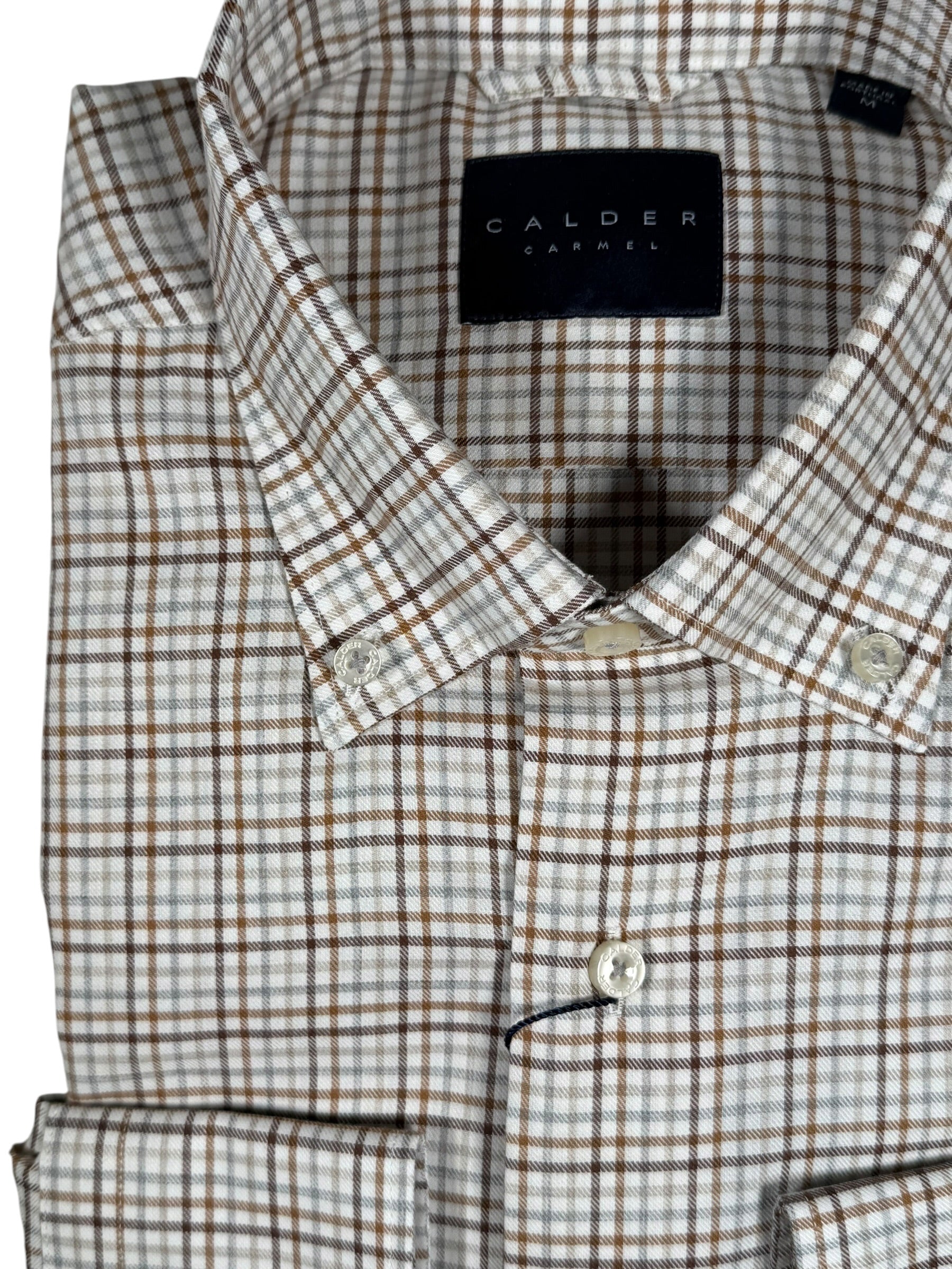 CALDER CARMEL MEN'S SHIRT - LUXE MELANGE MULTI COLOR GINGHAM TWILL - SAND
