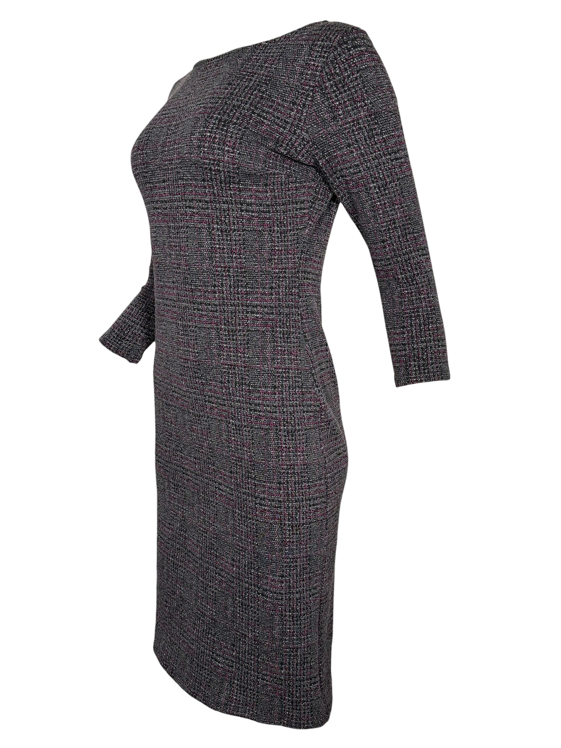NADYA TOTO PLAID KNIT DRESS - BLACK/PINK