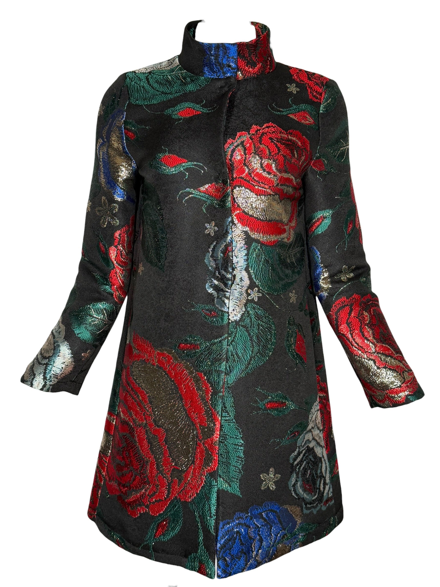 NADYA TOTO FLORAL COAT - BLACK