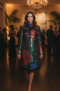 NADYA TOTO FLORAL COAT - BLACK