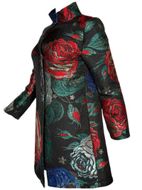 NADYA TOTO FLORAL COAT - BLACK