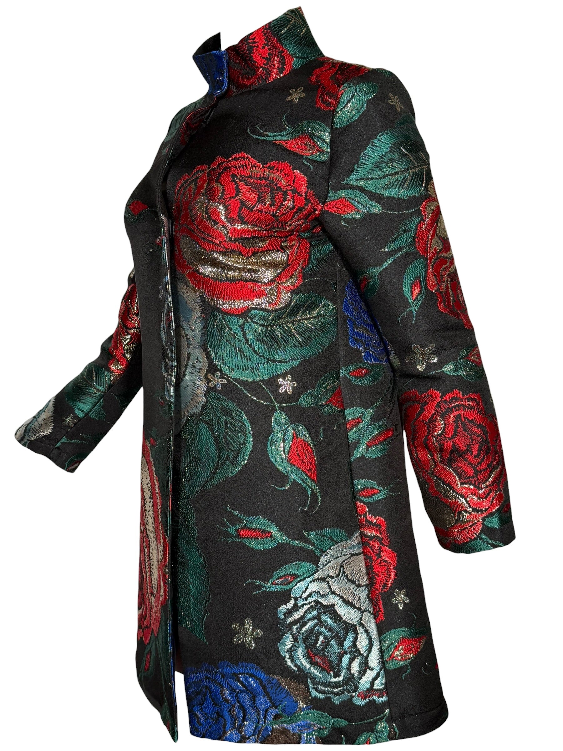 NADYA TOTO FLORAL COAT - BLACK