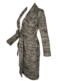 PUROTATTO HERRINGBONE LONG COAT - GREY BLEND