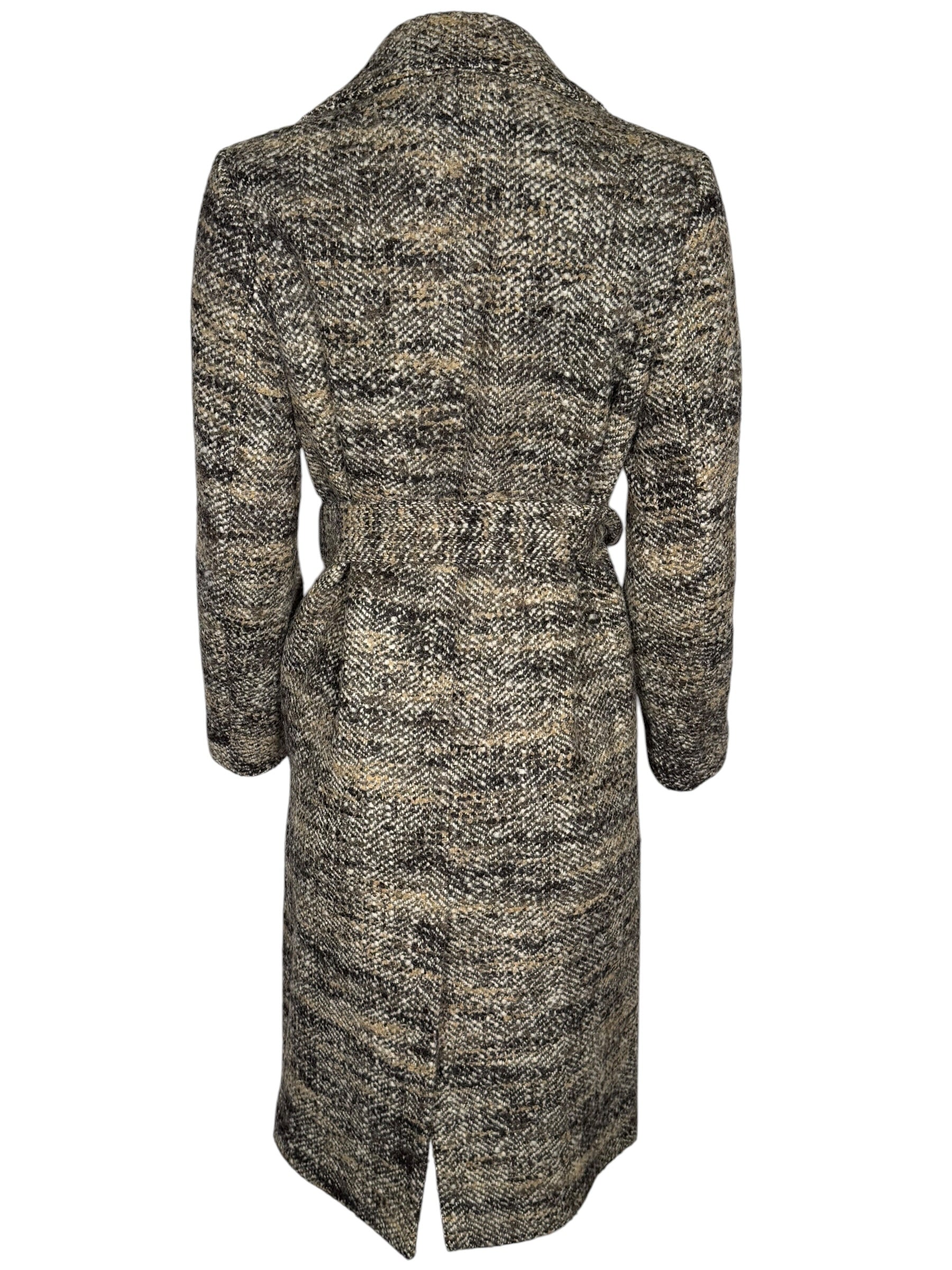 PUROTATTO HERRINGBONE LONG COAT - GREY BLEND