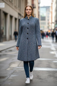 ANNECLAIRE KNIT STITCH COAT - SKY