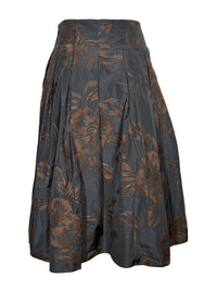 ROSSO 35 EMBROIDERED PLEATED SKIRT - NAVY/BROWN