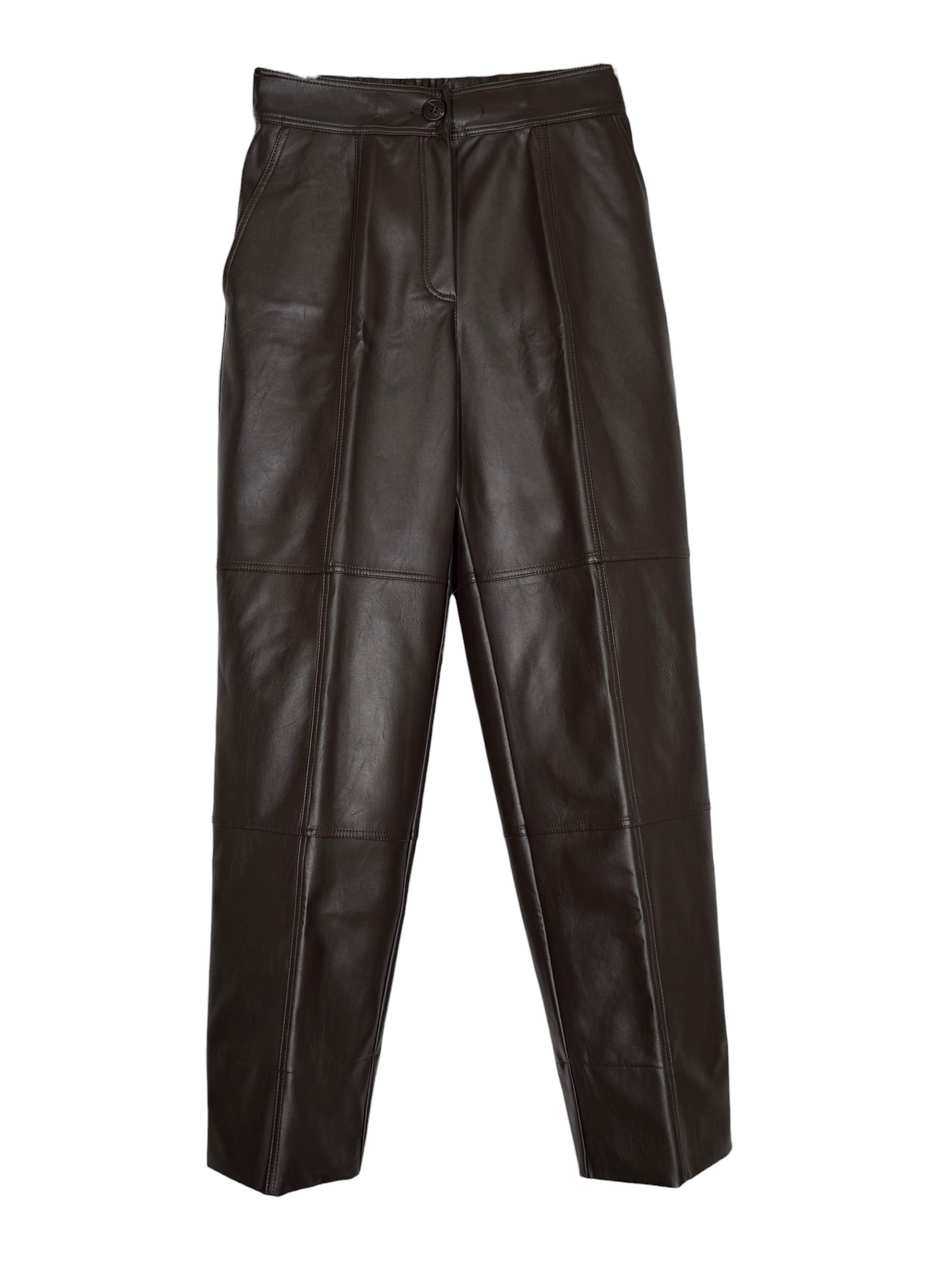 PUROTATTO STRAIGHT LEG VEGAN LEATHER PANT - MOCHA