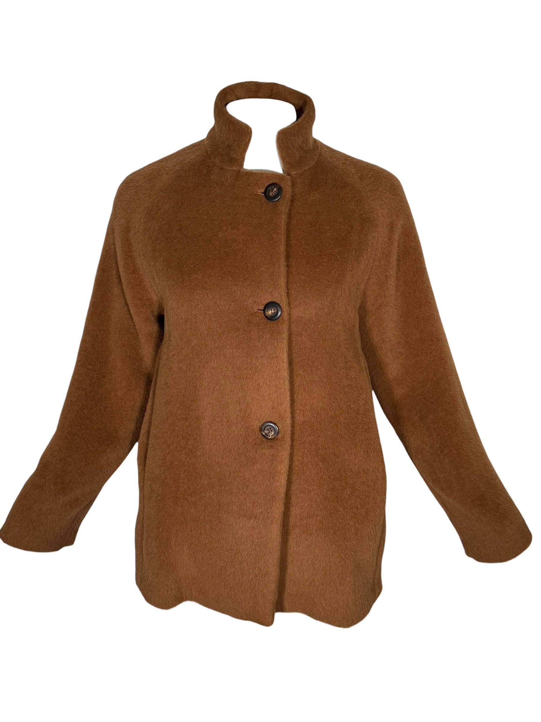 ROSSO 35 HIGH NECK COAT - CARAMEL