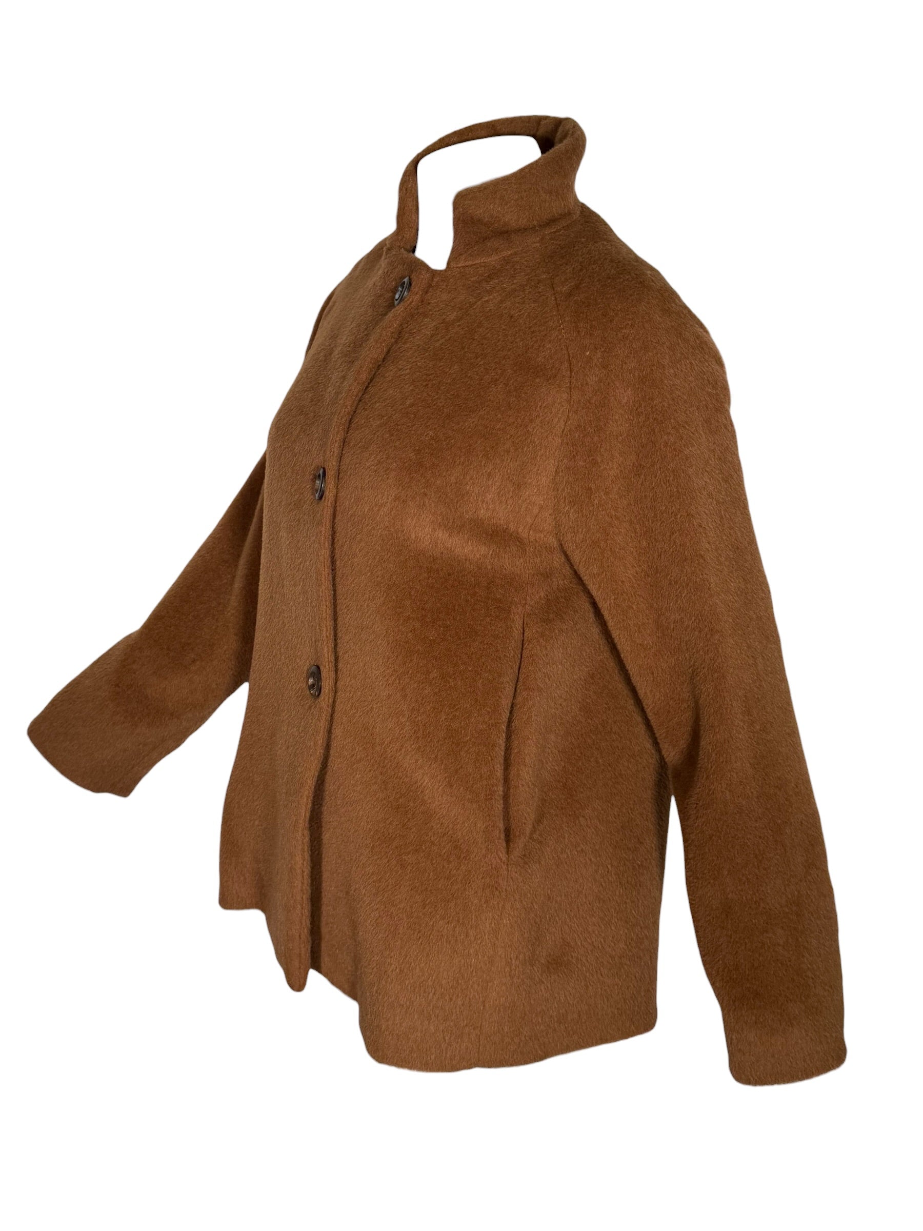 ROSSO 35 HIGH NECK COAT - CARAMEL