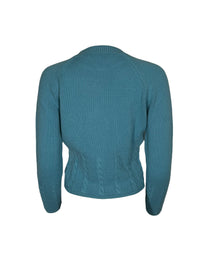 ANNECLAIRE ROUNDNECK CABLE DETAIL SWEATER - TURQUOISE