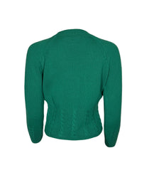 ANNECLAIRE ROUNDNECK CABLE DETAIL SWEATER - GREEN