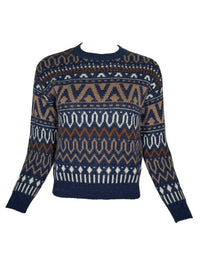 PUROTATTO SCANDINAVIAN CREW SWEATER - BLUE