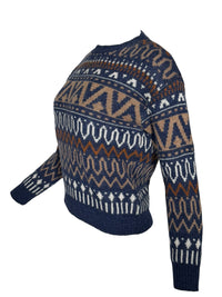 PUROTATTO SCANDINAVIAN CREW SWEATER - BLUE