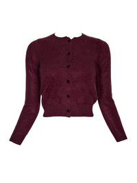 PUROTATTO BRUSHED CASHMERE ROUND NECK CARDIGAN - BORDEAUX