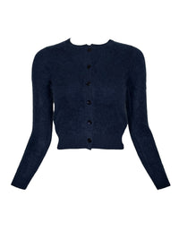 PUROTATTO BRUSHED CASHMERE ROUND NECK CARDIGAN - MIDNIGHT BLUE