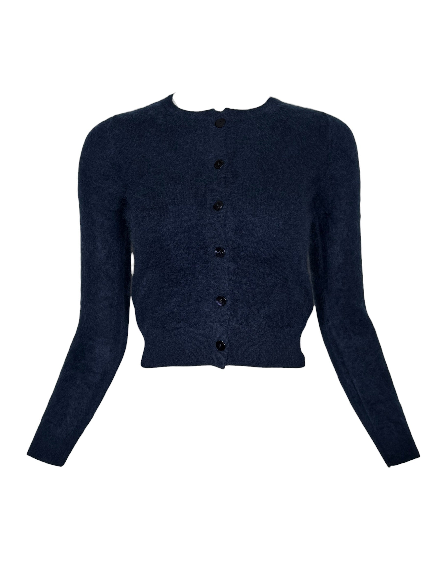 PUROTATTO BRUSHED CASHMERE ROUND NECK CARDIGAN - MIDNIGHT BLUE
