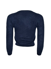 PUROTATTO BRUSHED CASHMERE ROUND NECK CARDIGAN - MIDNIGHT BLUE
