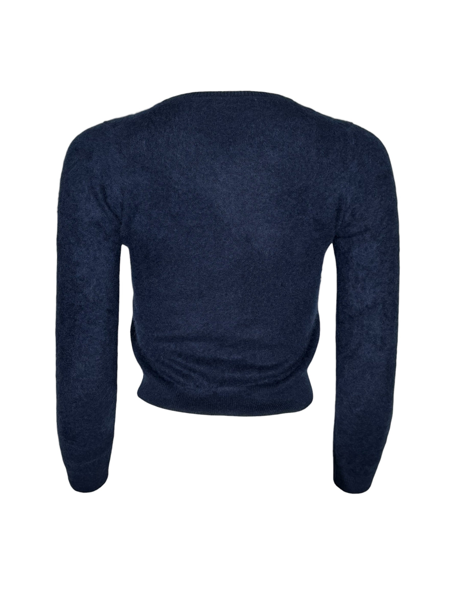PUROTATTO BRUSHED CASHMERE ROUND NECK CARDIGAN - MIDNIGHT BLUE
