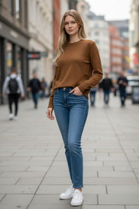 PUROTATTO CASHMERE CREW SWEATER - NUTMEG