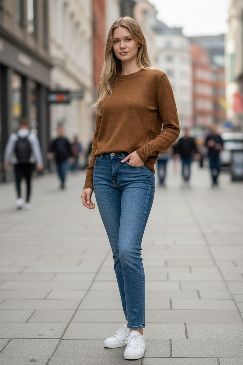 PUROTATTO CASHMERE CREW SWEATER - NUTMEG