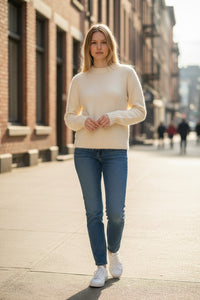 SCAGLIONE PUFFED CREW SWEATER - MILK