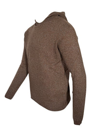 FRADI MERINO/CASHMERE HOODED SWEATER - TOBACCO/GREY MARL