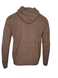 FRADI MERINO/CASHMERE HOODED SWEATER - TOBACCO/GREY MARL