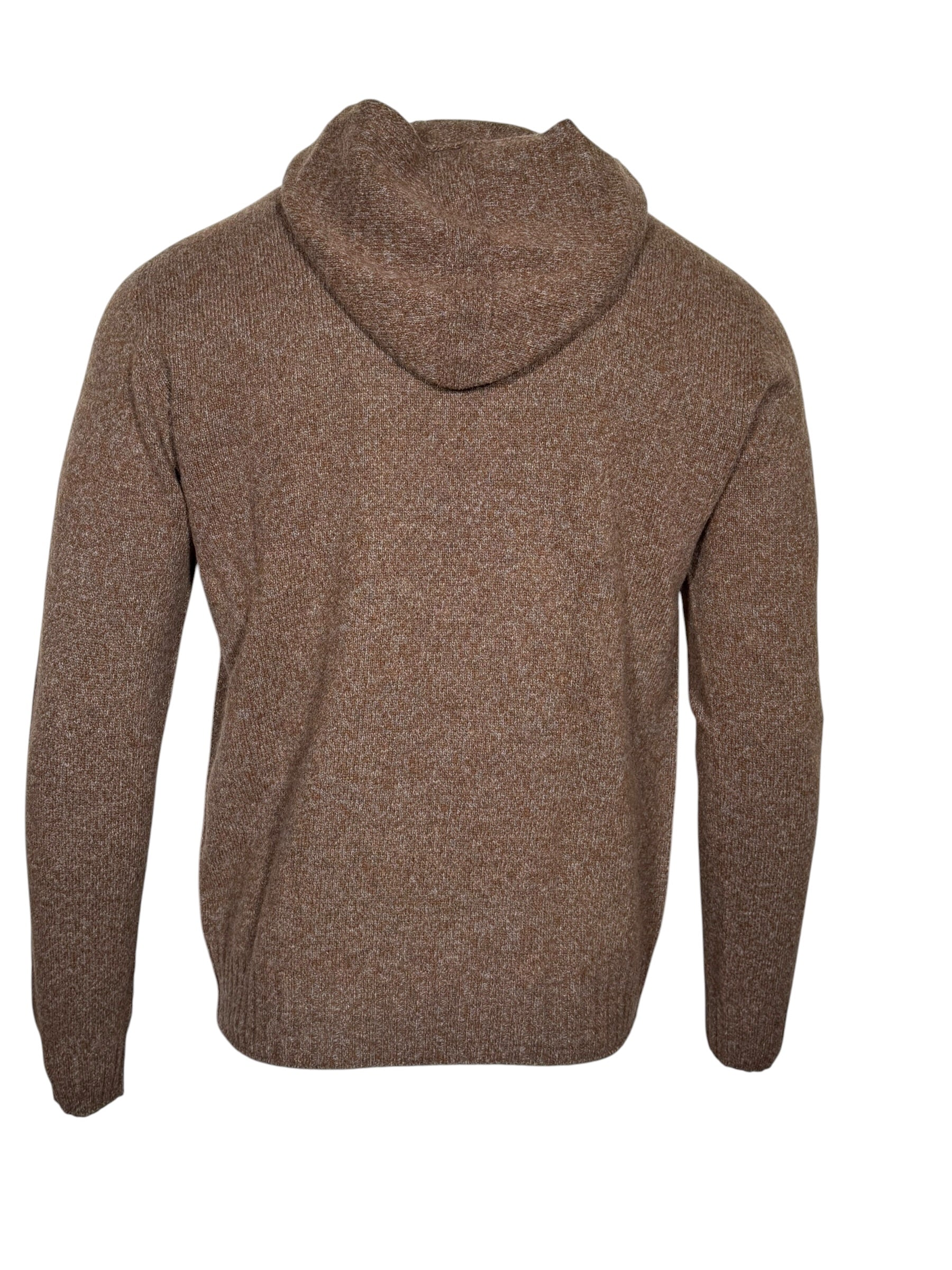 FRADI MERINO/CASHMERE HOODED SWEATER - TOBACCO/GREY MARL