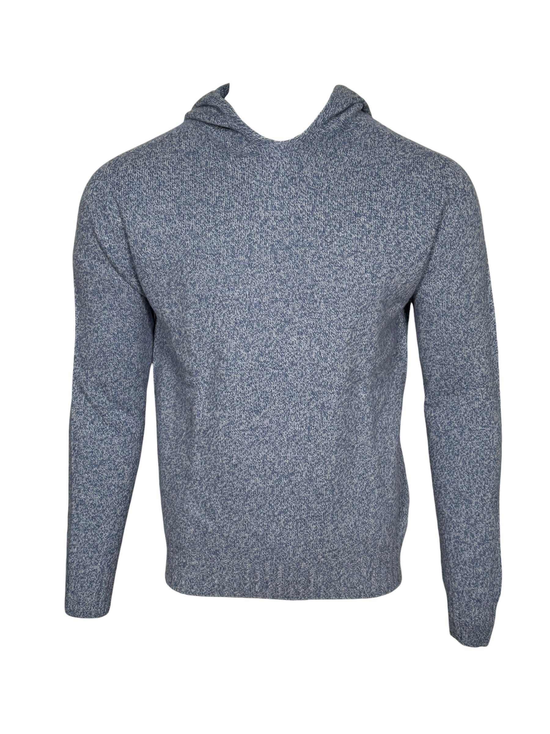 FRADI MERINO/CASHMERE HOODED SWEATER - DENIM/MILK MARL