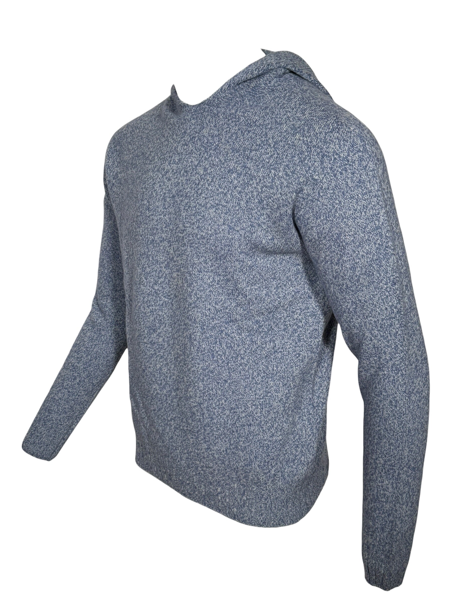 FRADI MERINO/CASHMERE HOODED SWEATER - DENIM/MILK MARL