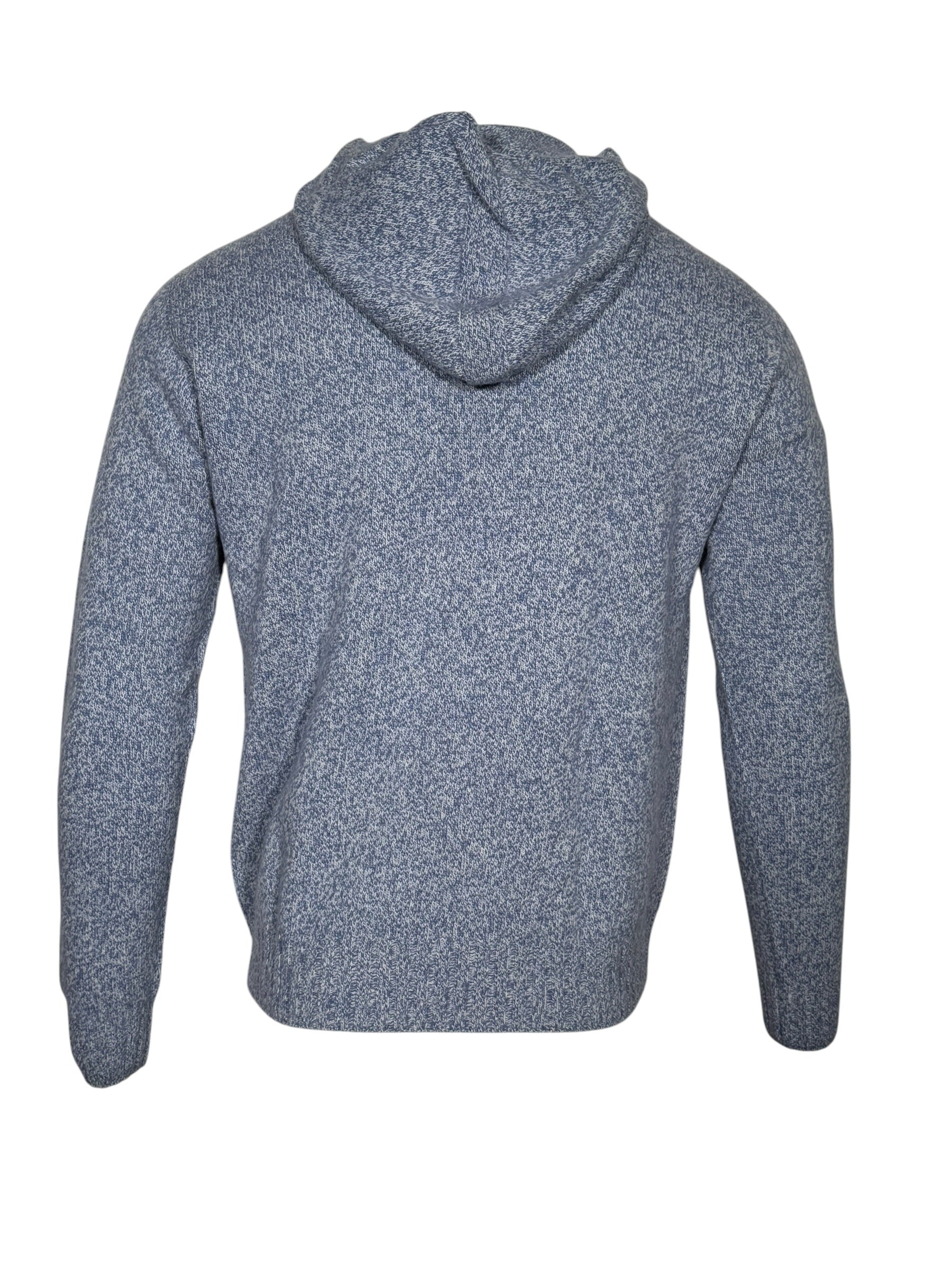FRADI MERINO/CASHMERE HOODED SWEATER - DENIM/MILK MARL