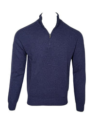 FRADI AIR WOOL 1/4 ZIP SWEATER - DENIM