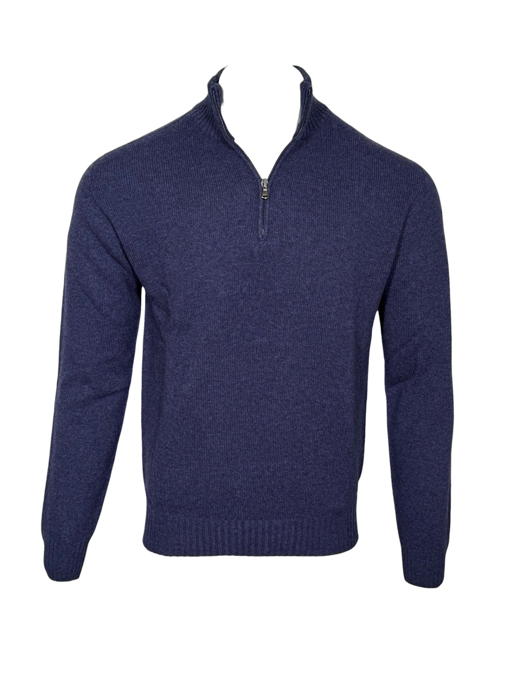 FRADI AIR WOOL 1/4 ZIP SWEATER - DENIM
