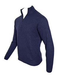 FRADI AIR WOOL 1/4 ZIP SWEATER - DENIM