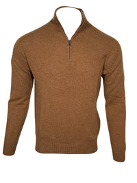 FRADI AIR WOOL 1/4 ZIP SWEATER - TOBACCO
