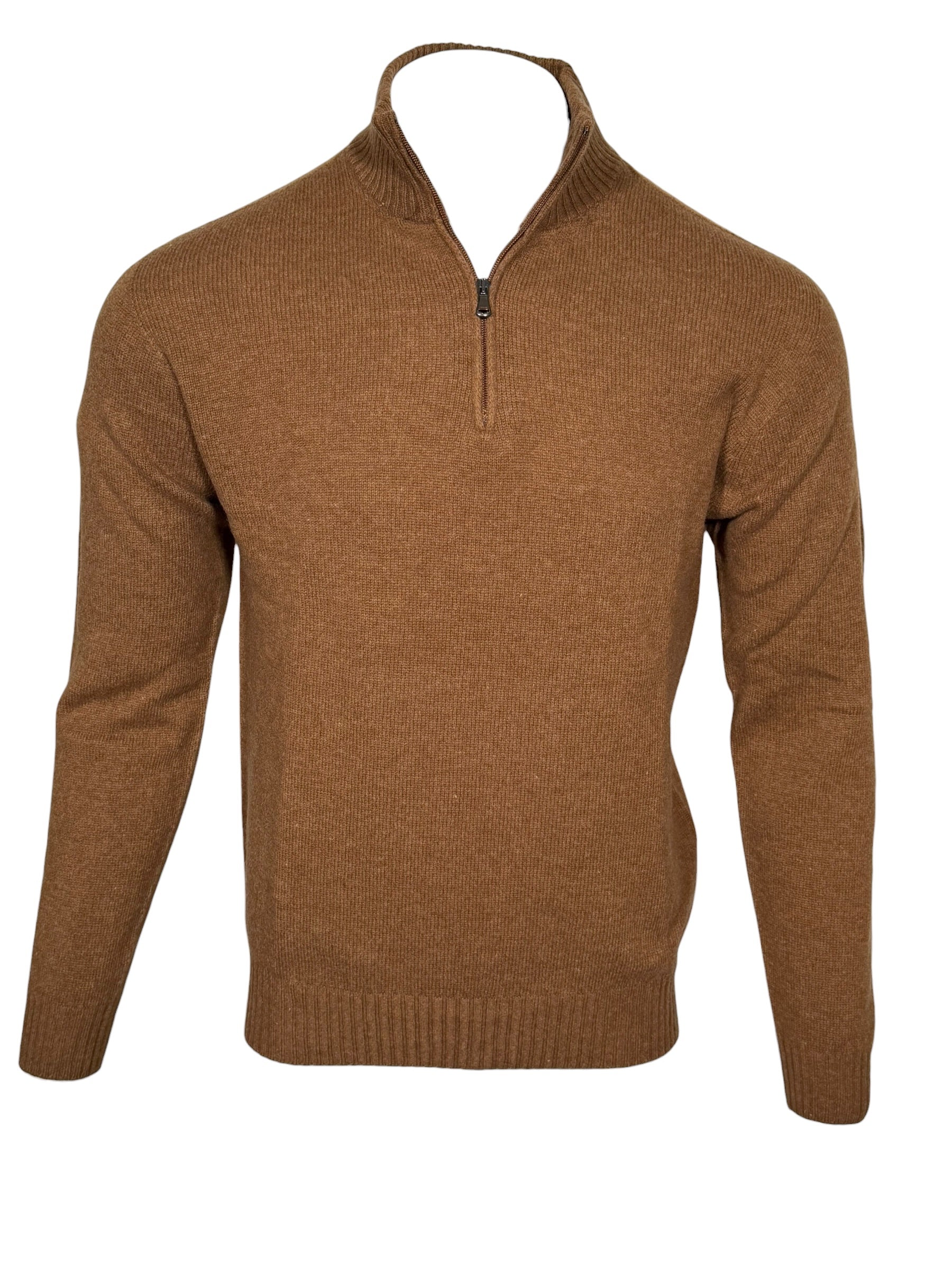 FRADI AIR WOOL 1/4 ZIP SWEATER - TOBACCO