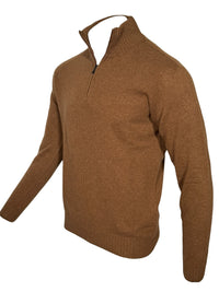 FRADI AIR WOOL 1/4 ZIP SWEATER - TOBACCO