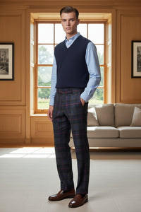 PT TORINO CLAN HERITAGE WOOL TARTAN TROUSER - NAVY