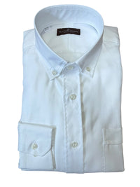 BUTTON DOWN SPORT SHIRT - SOLID WHITE QUEEN'S CLOTH OXFORD