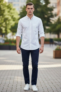 BUTTON DOWN SPORT SHIRT - SOLID WHITE QUEEN'S CLOTH OXFORD