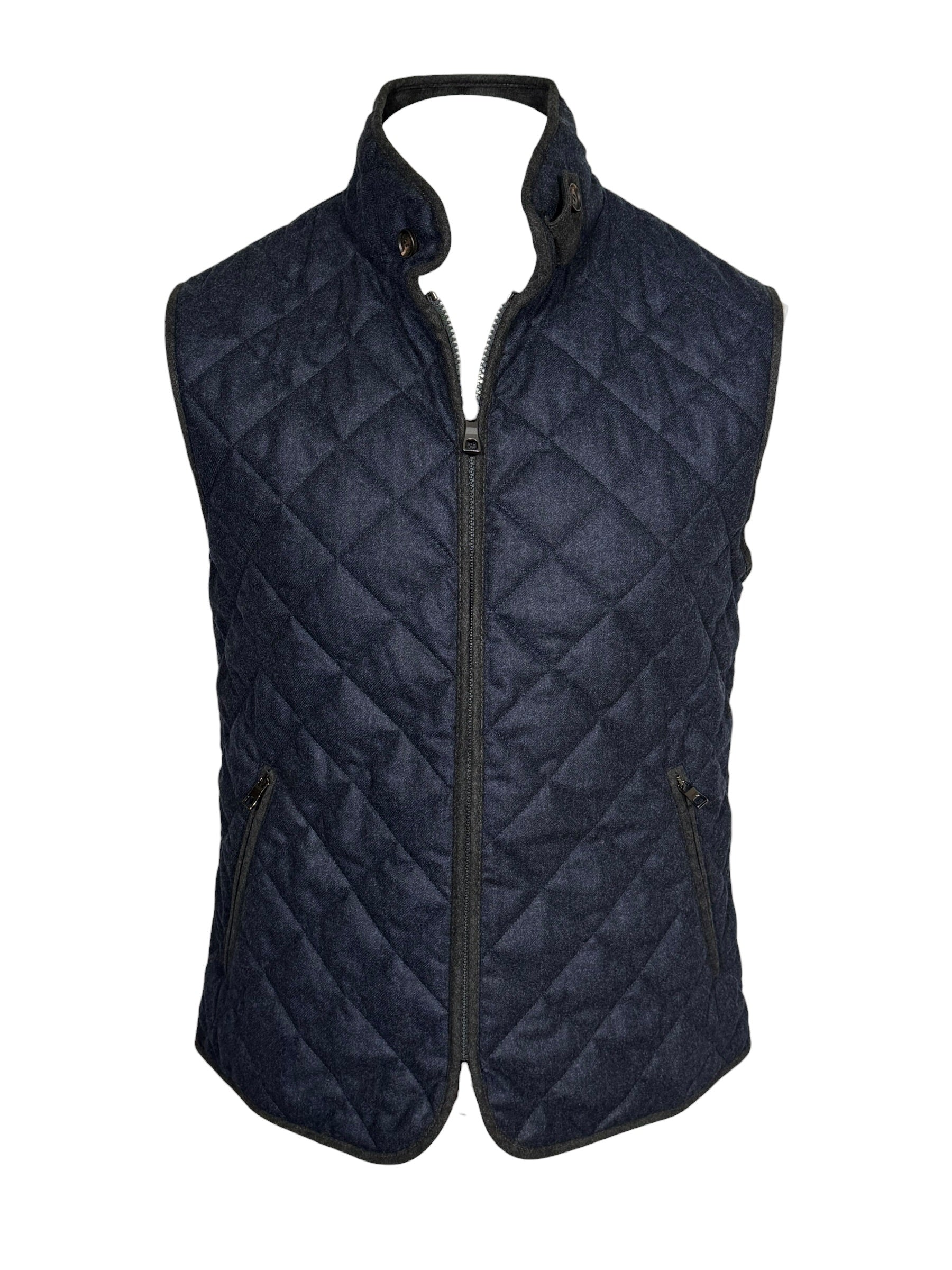 WATERVILLE WOOL MELANGE FLANNEL VEST - INDIGO