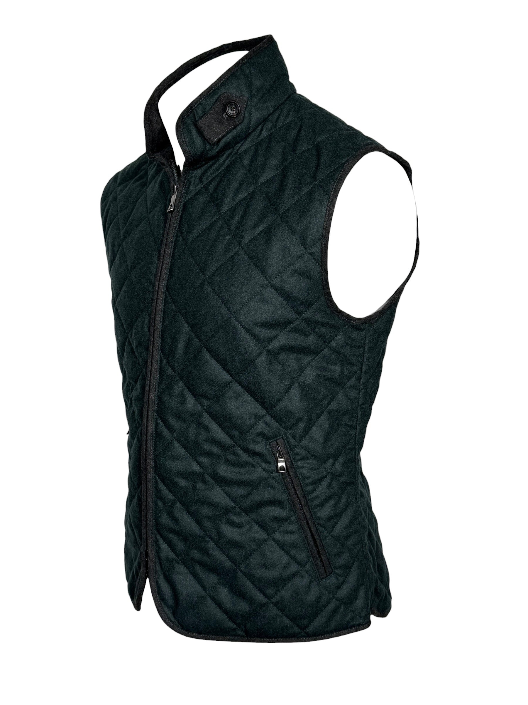 WATERVILLE WOOL MELANGE FLANNEL VEST - LODEN GREEN