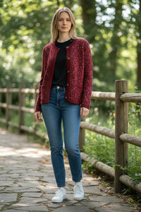 IN BED WITH YOU JACQUARD CARDIGAN - RED FLORAL