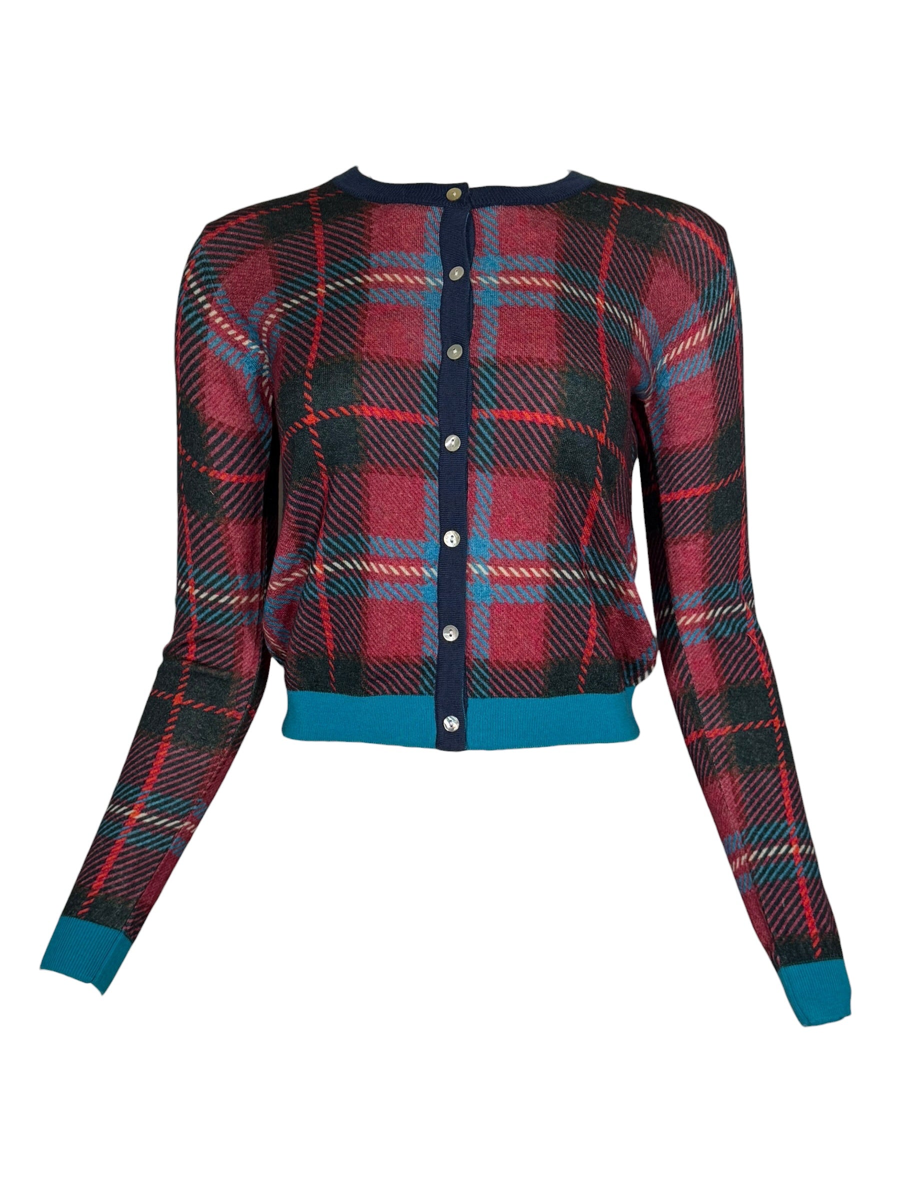 IN BED WITH YOU PLAID CARDIGAN - RED/BLUE