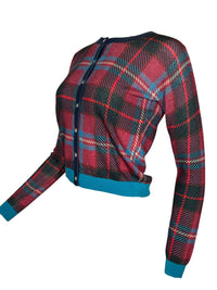IN BED WITH YOU PLAID CARDIGAN - RED/BLUE