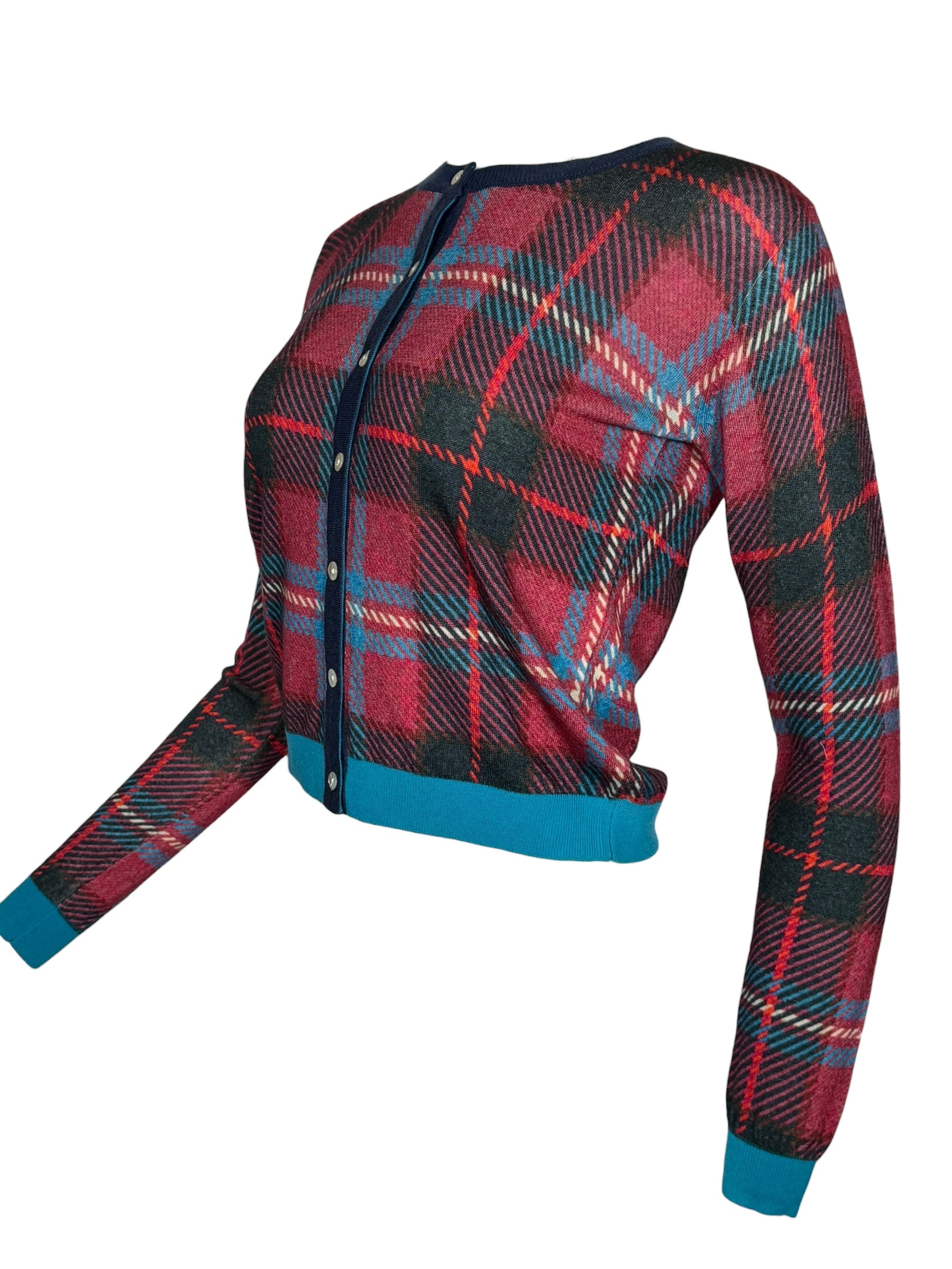 IN BED WITH YOU PLAID CARDIGAN - RED/BLUE