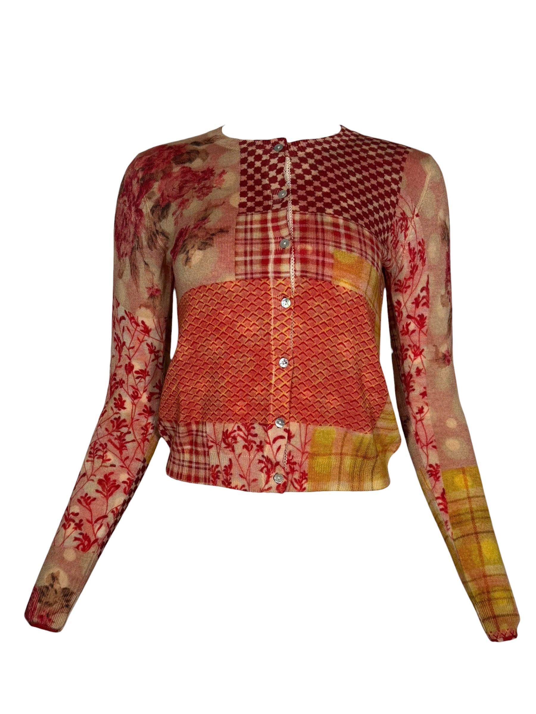 IN BED WITH YOU REVERSIBLE PATCHWORK CARDIGAN - ORANGE